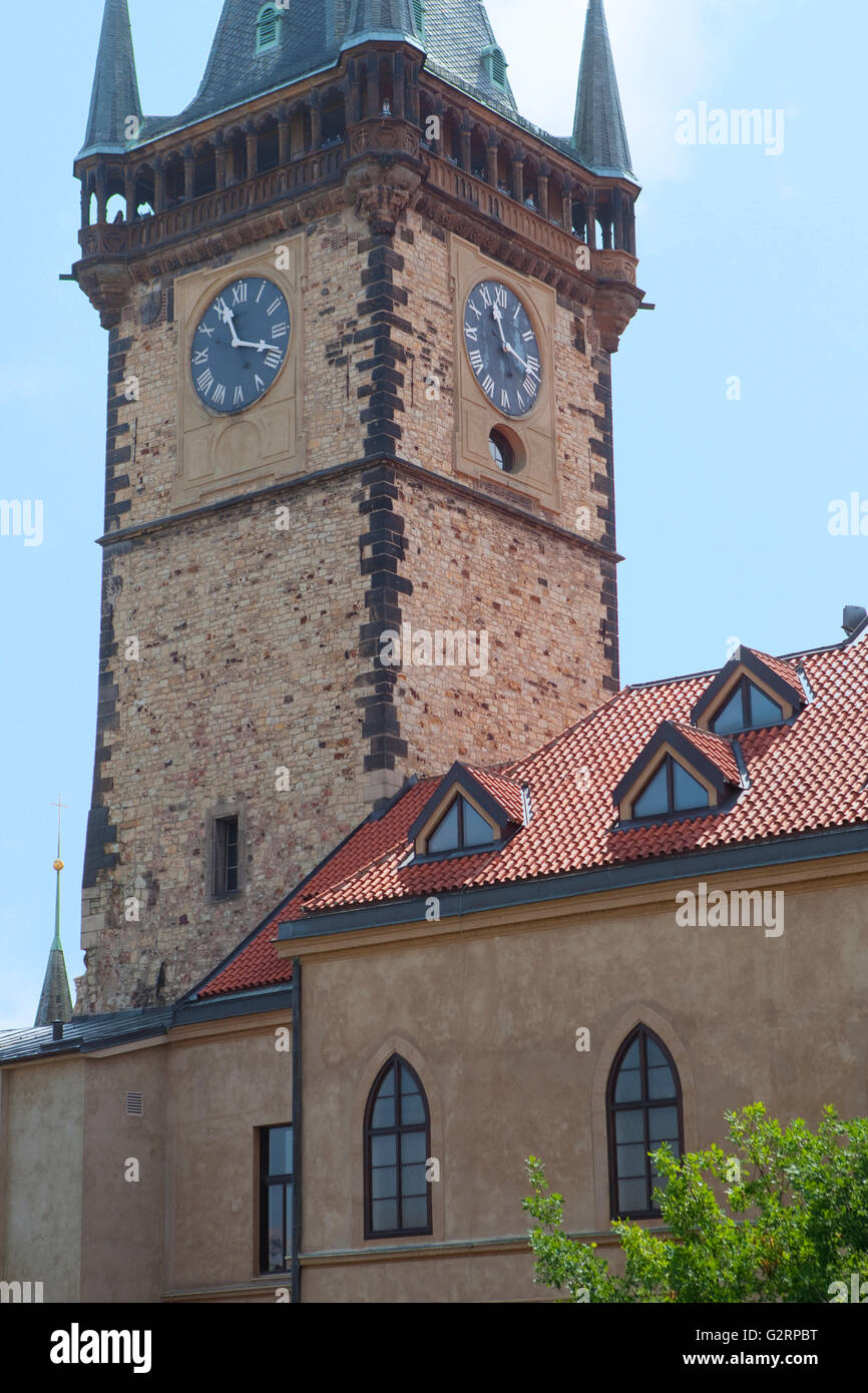 Czech Republic, Prague - Town Hall Tower at The Old Town Square Stock Photo