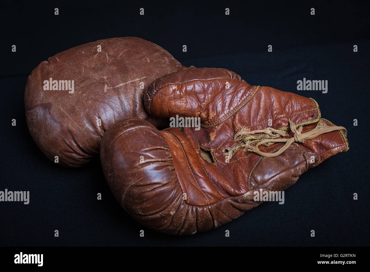 Vintage leather boxing gloves circa 1920 Stock Photo Alamy