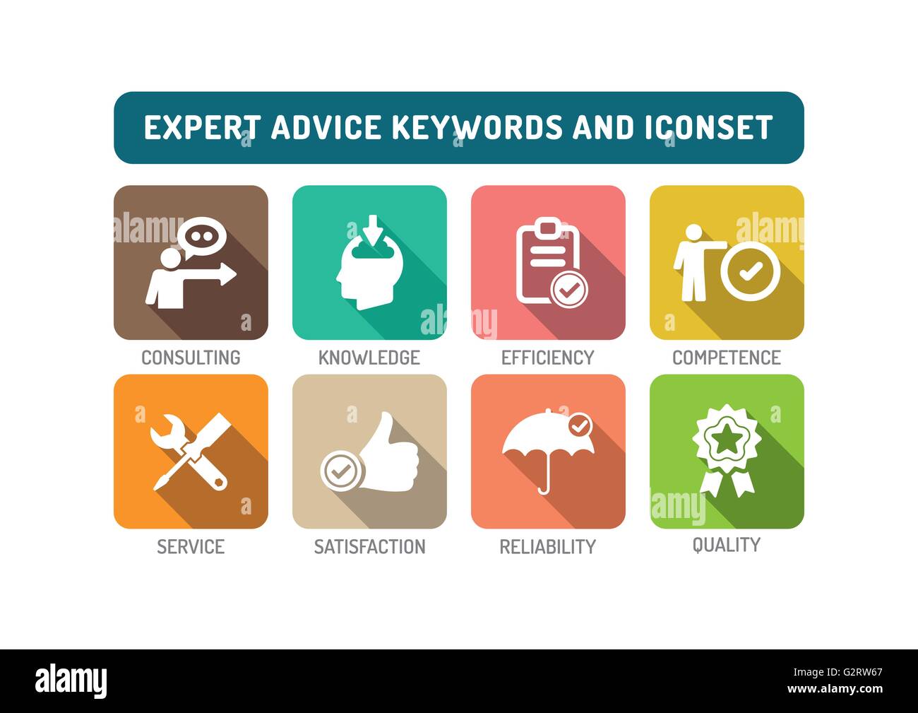 Expert Advice Flat Icon Set Stock Vector