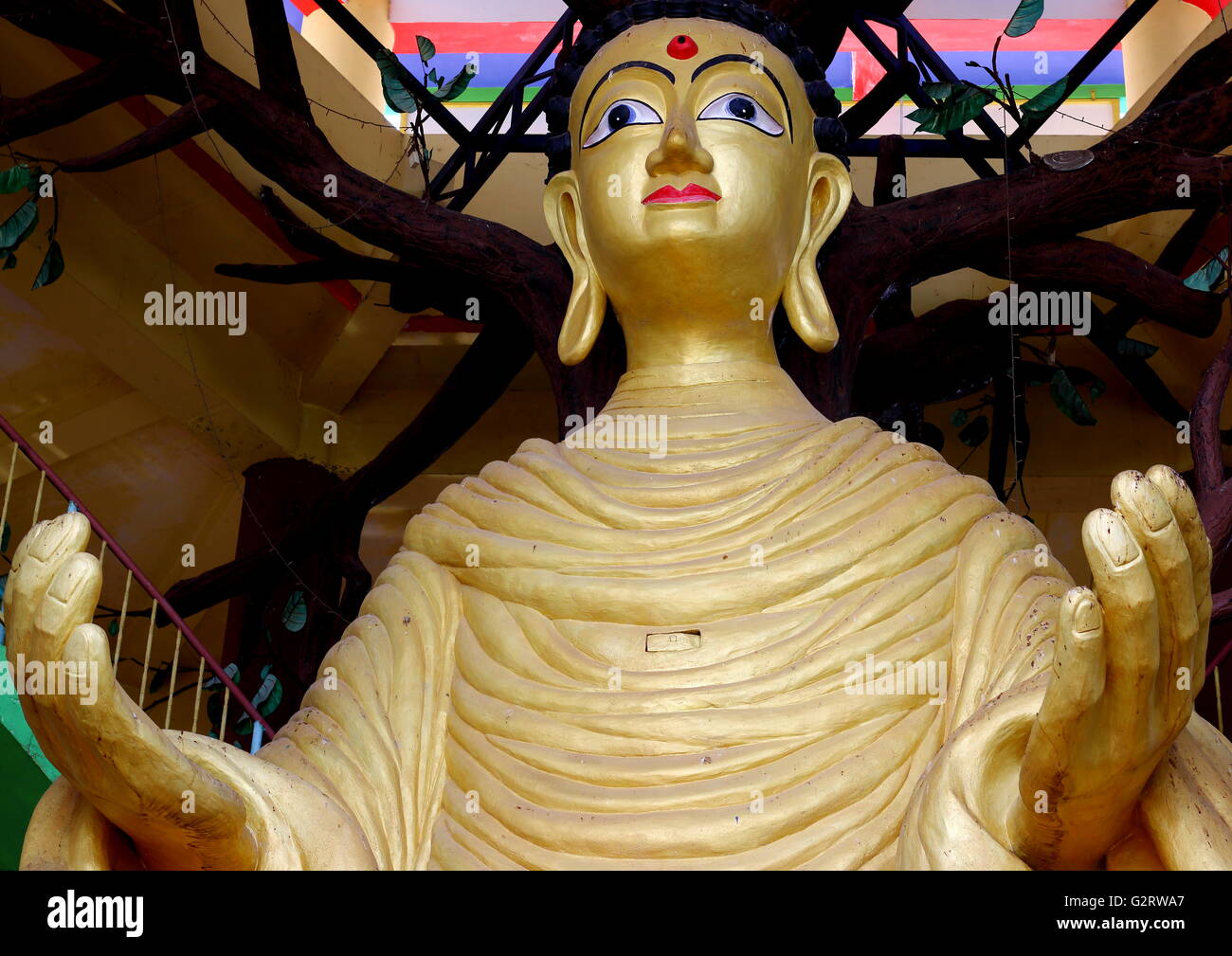 Buddha statue in a Tibetan temple. Stock Photo