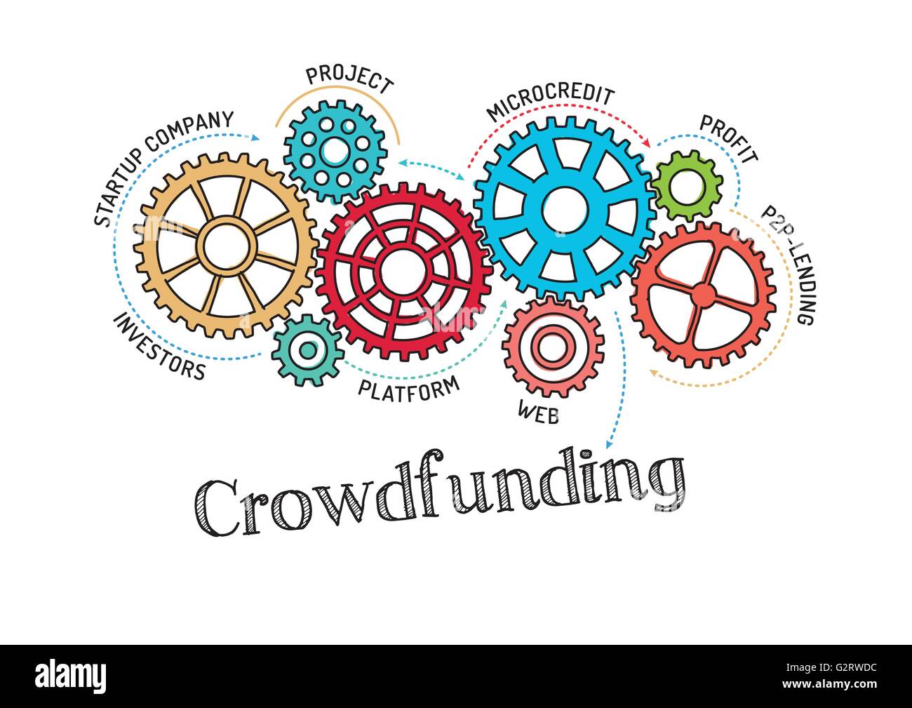Gears and Crowdfunding Mechanism Stock Vector