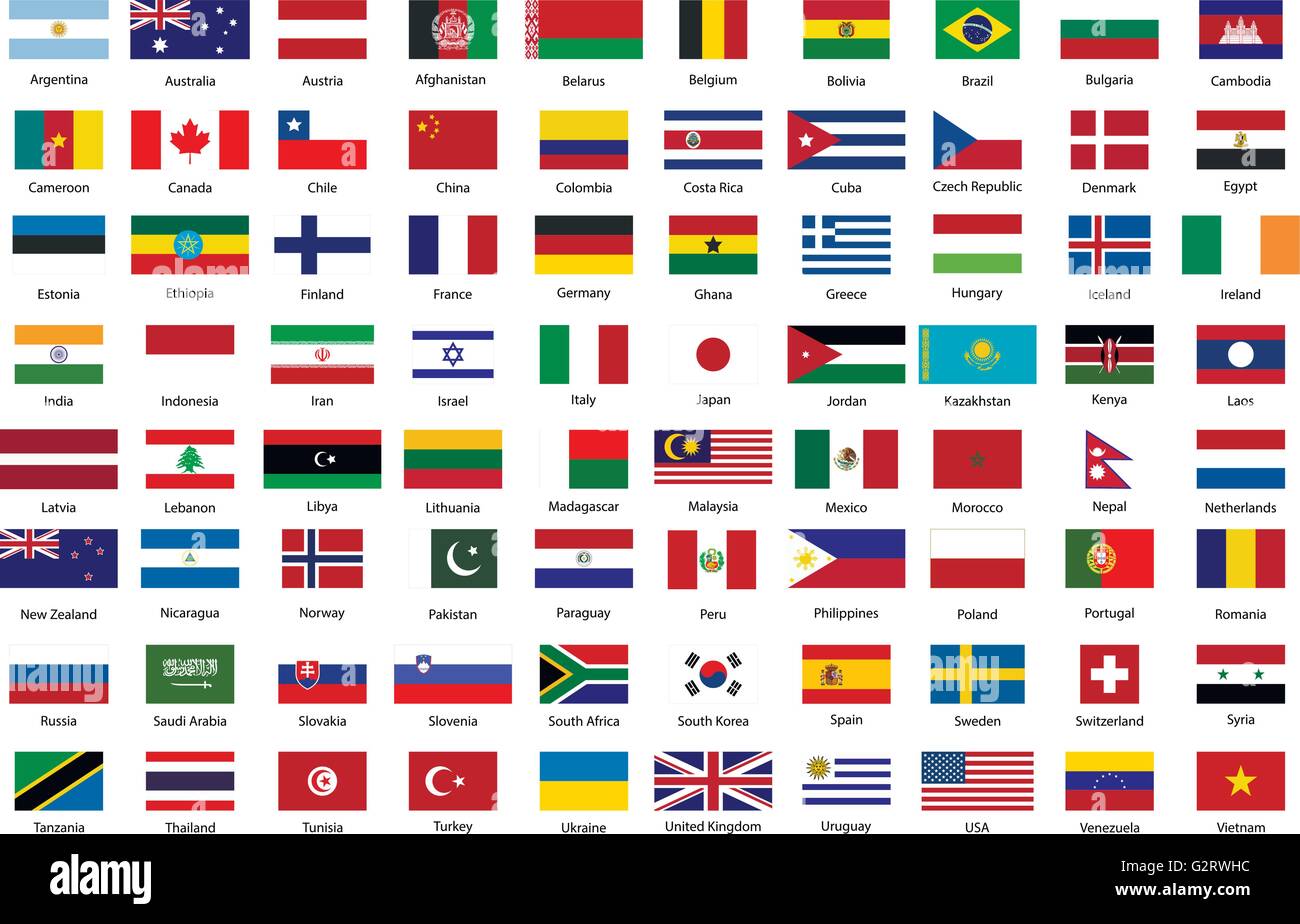 Flags of world sovereign states Stock Vector