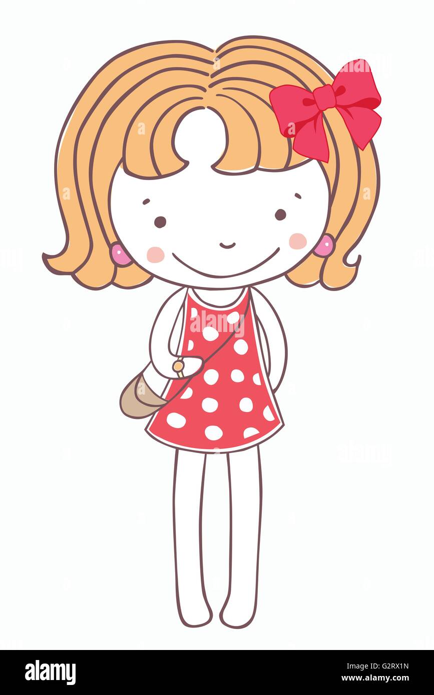Girl on a pink dress cartoon isolated background Stock Vector Image ...