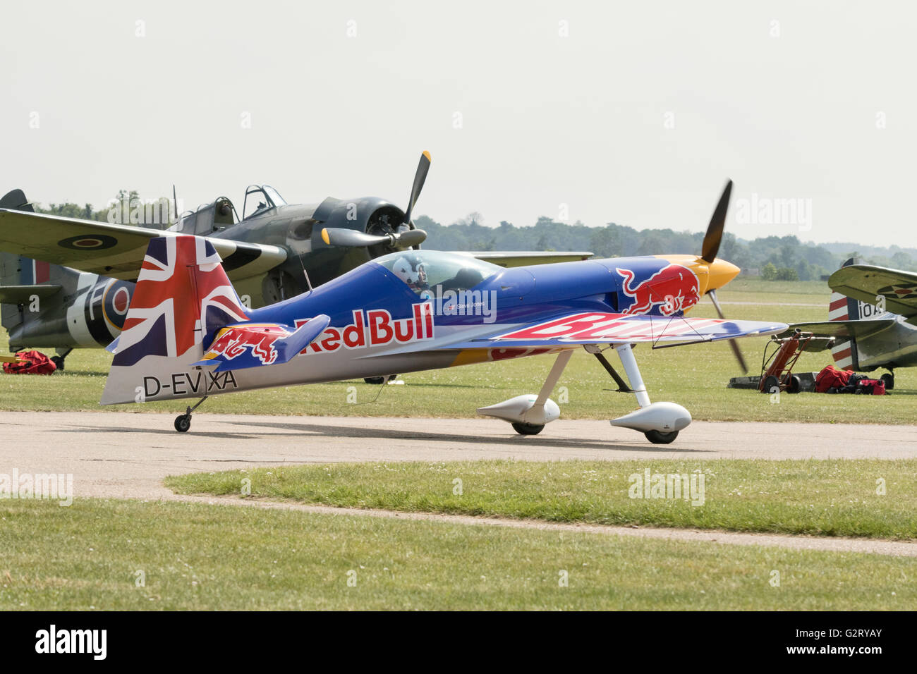 Red Bull aerobatic team plane on the ground, Duxford, UK Stock Photo
