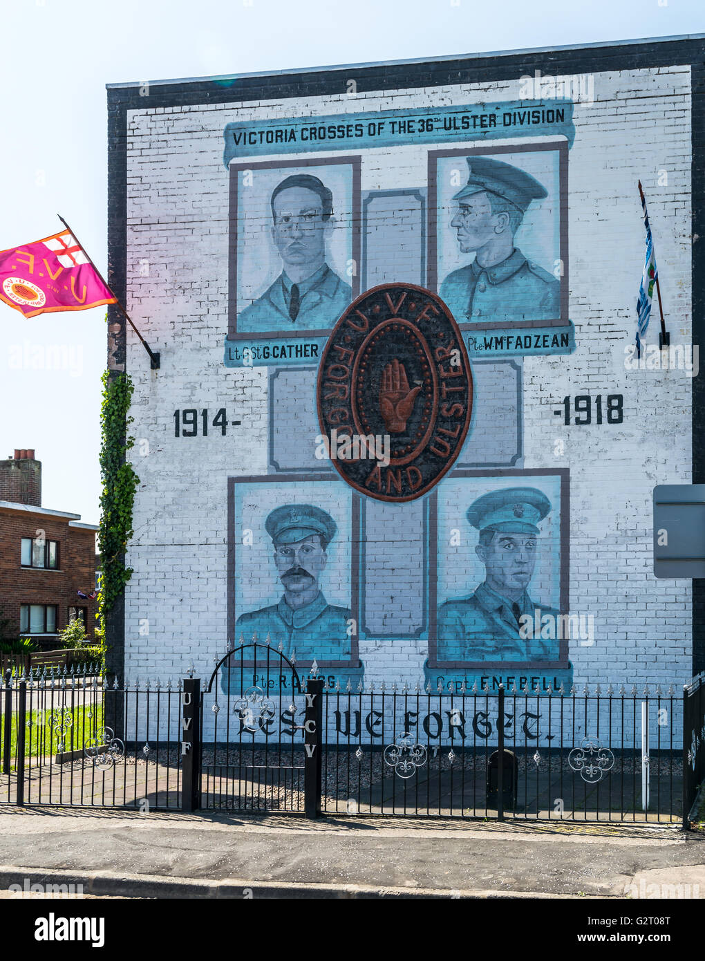 36th Ulster Division mural in the loyalist Cregagh Estate in East Belfast. Stock Photo
