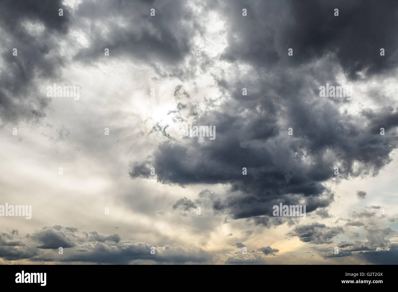 Stormy grey cloudy sky as the background Stock Photo