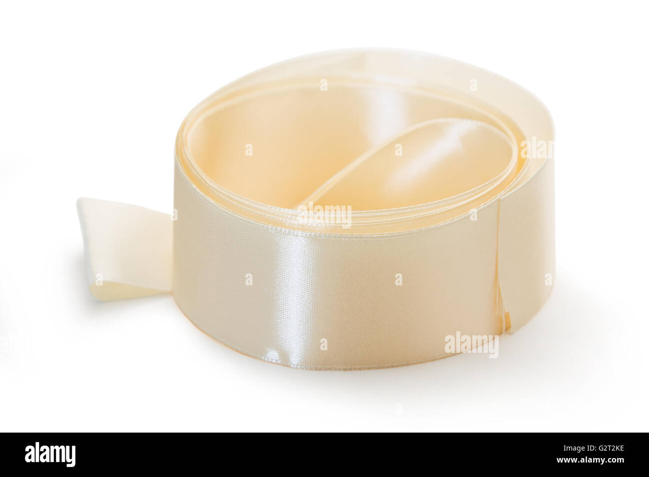 Cream Ribbon in Roll on White Stock Photo - Image of satin
