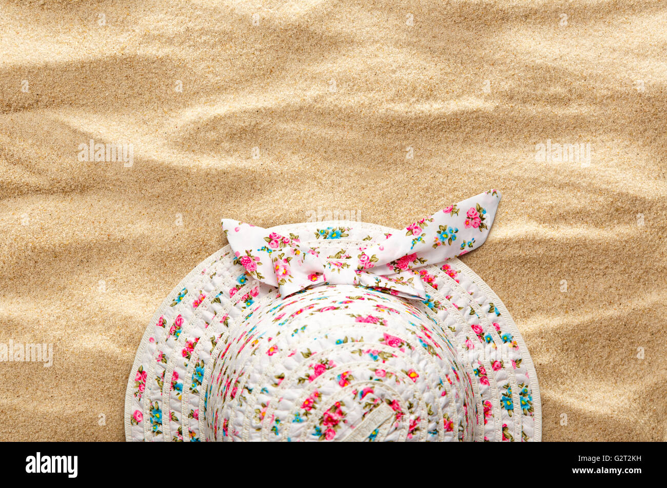 Female sun hat with a bow closeup Stock Photo
