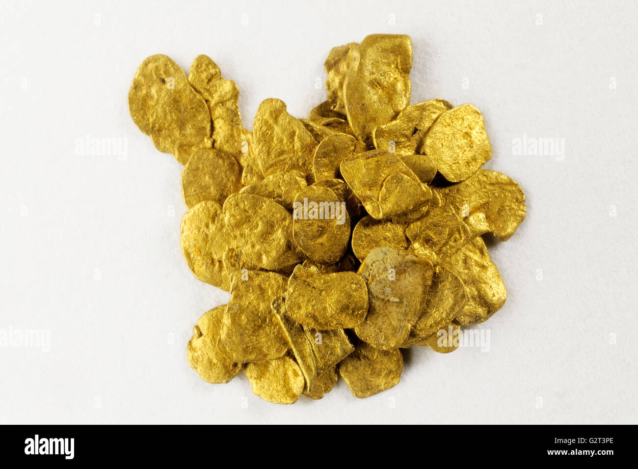 Piles of alluvial gold dust found in a river in the French Gard