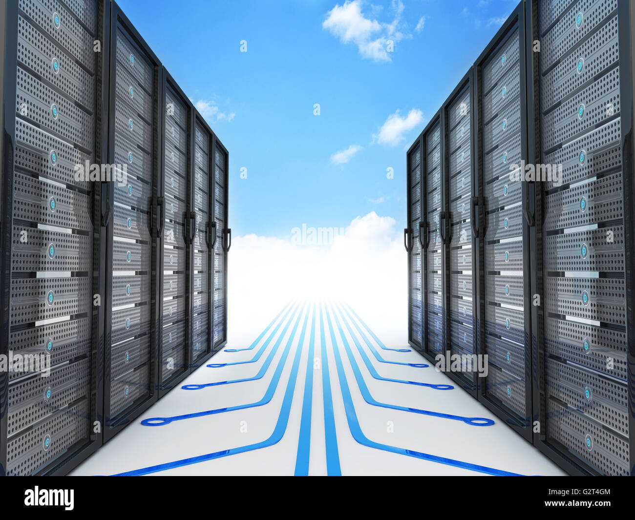 Modern server and cloud (done in 3d rendering) Stock Photo