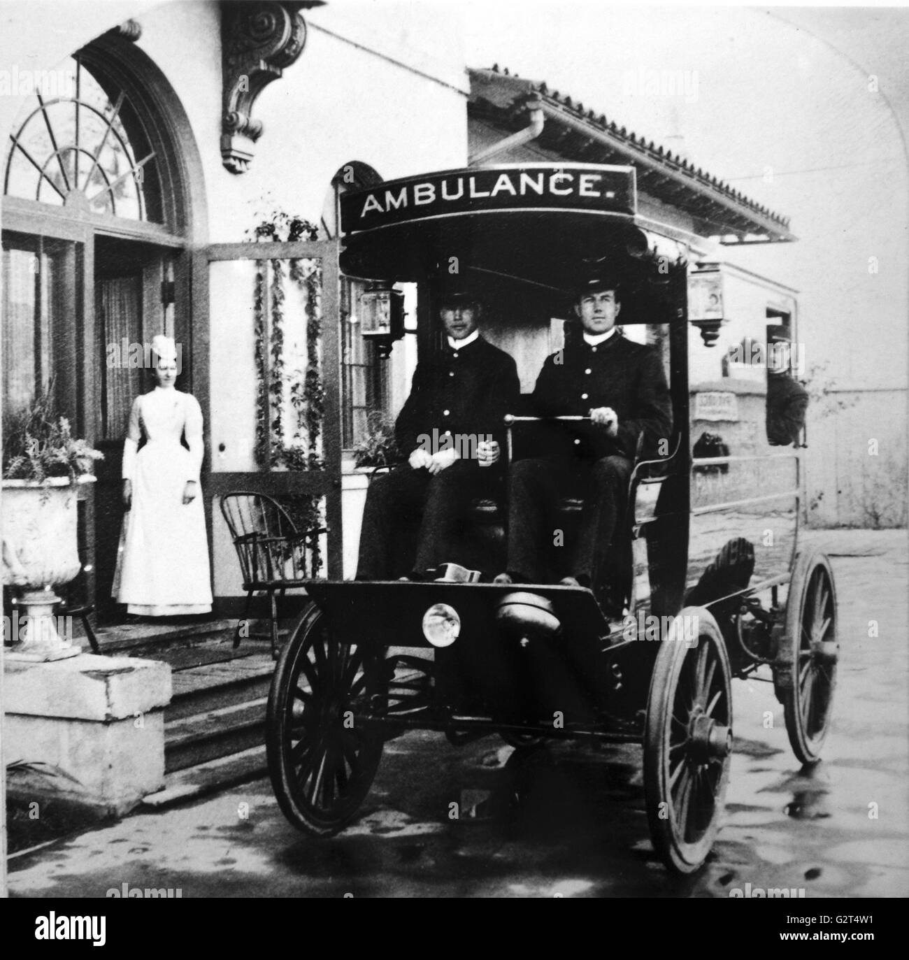 The automobile ambulance which conveyed President William McKinley to the hospital after he was shot by Leon Czolgosz. Stock Photo