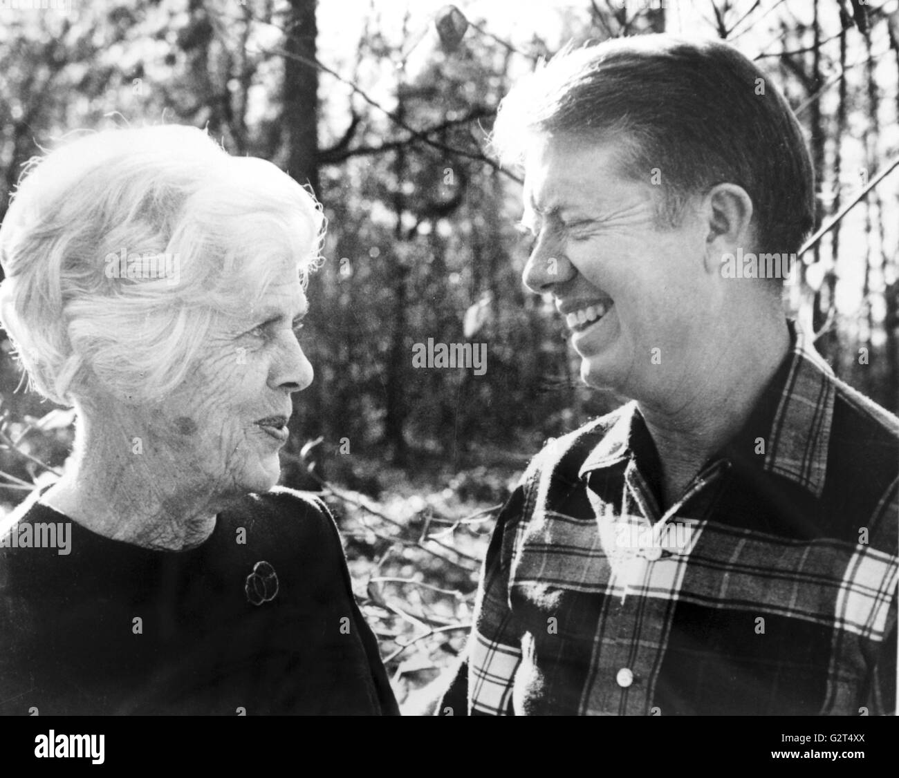 President Jimmy Carter poses with his mother, Lillian. Stock Photo
