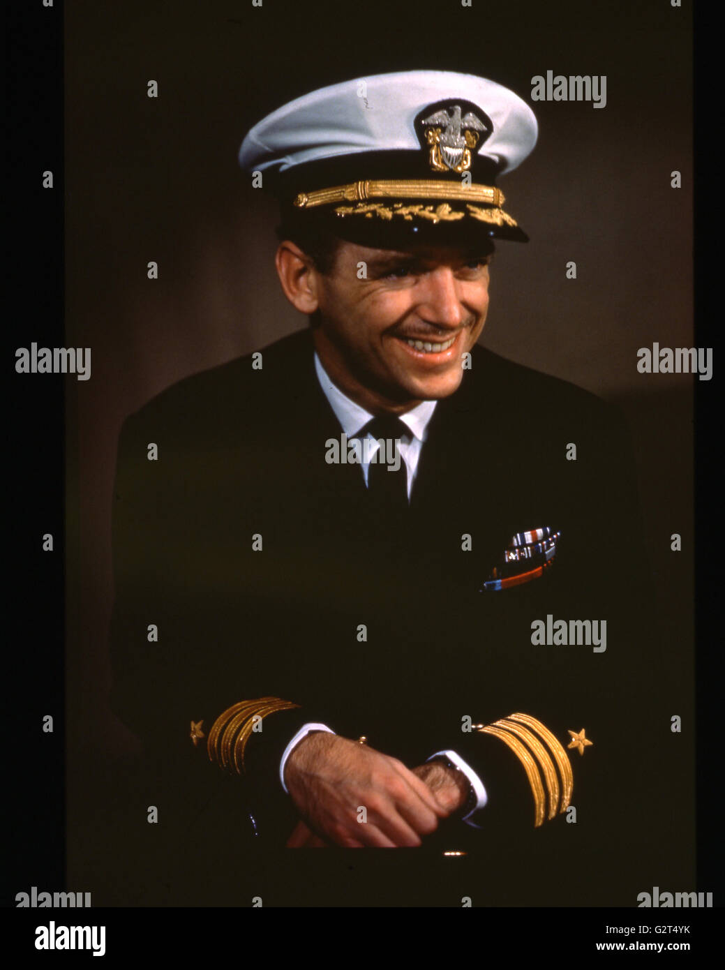 World War II Navy photo of Commander Douglas Fairbanks, Jr., Hollywood actor and decorated war hero. Stock Photo