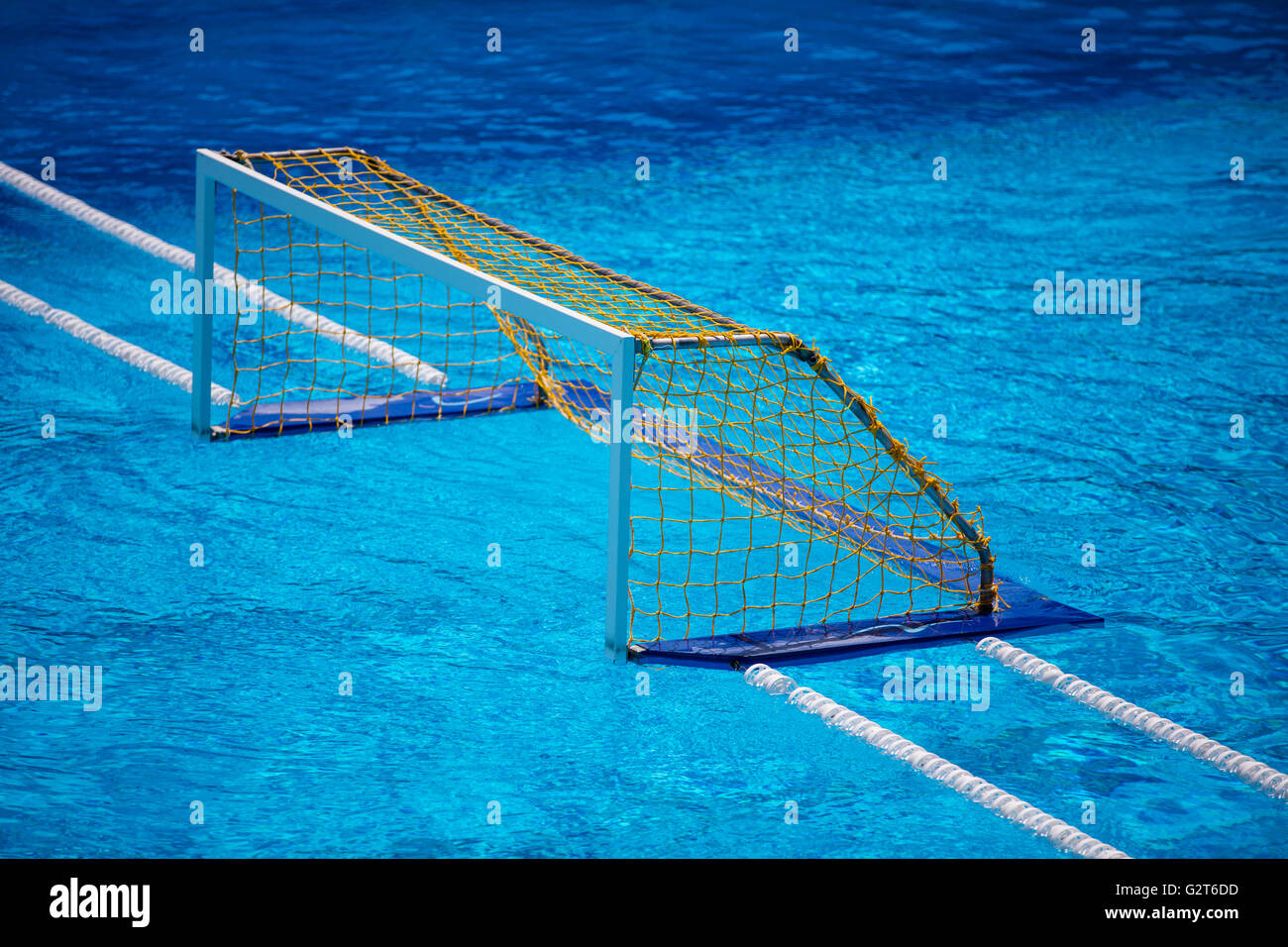 Water polo goal gate in olympic swimming pool Stock Photo Alamy