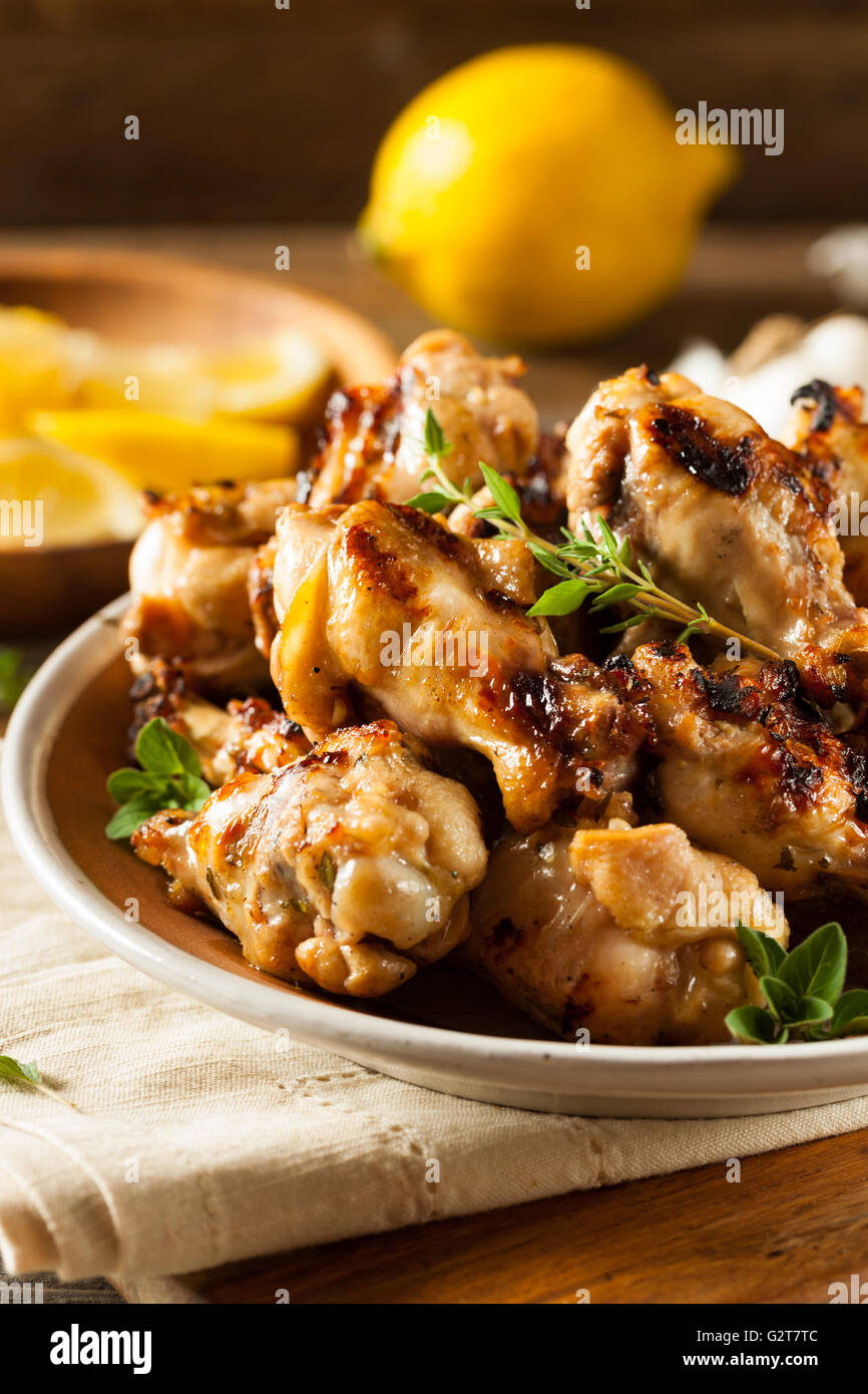 Grilled Lemon Garlic Chicken Wings Ready to Eat Stock Photo Alamy