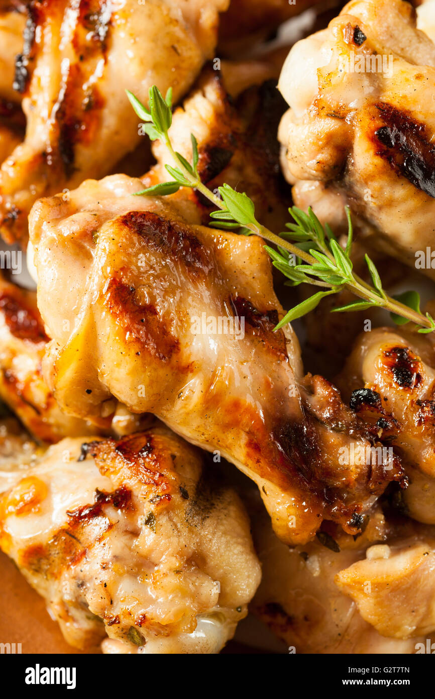 Grilled Lemon Garlic Chicken Wings Ready to Eat Stock Photo Alamy