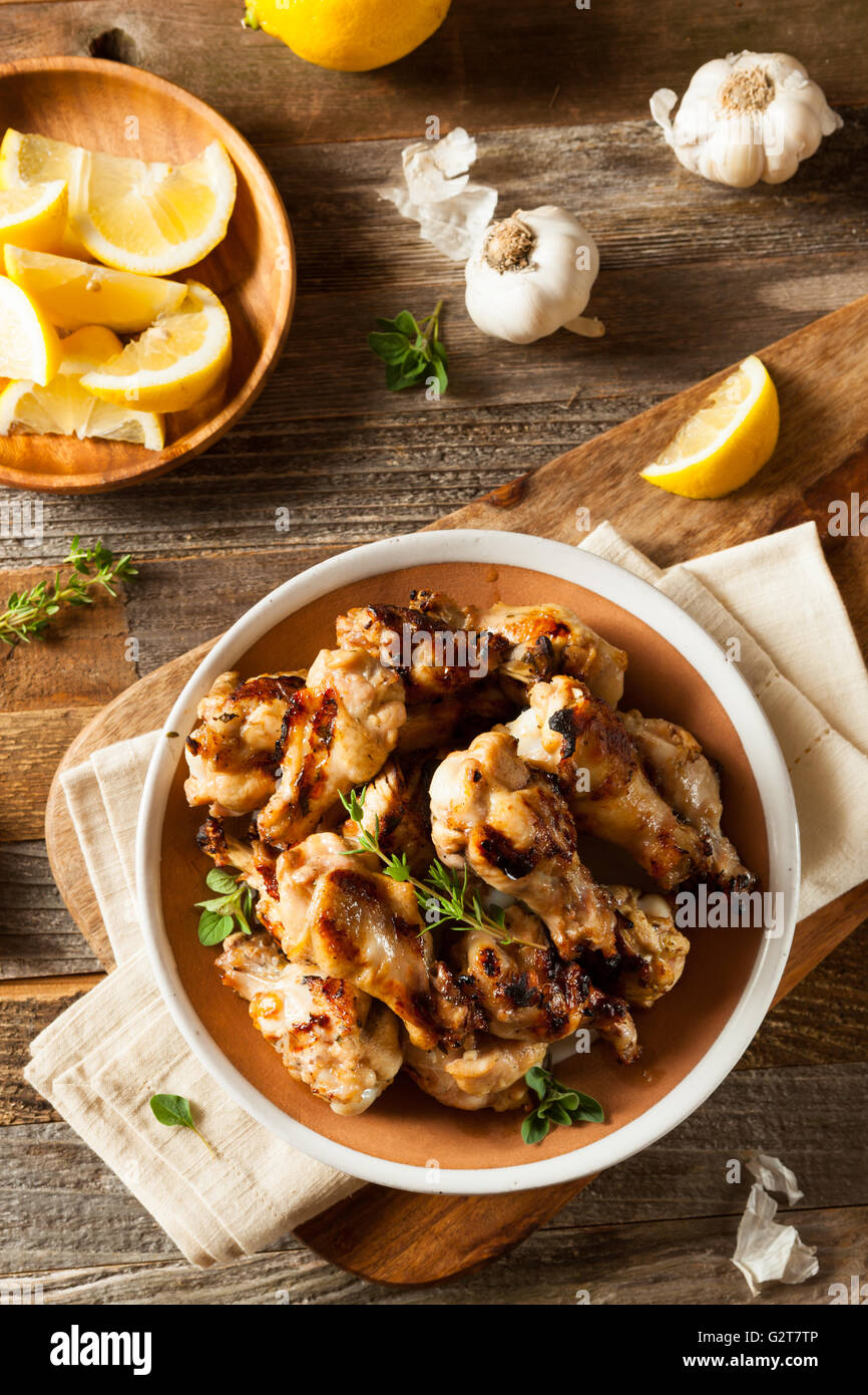 Grilled Lemon Garlic Chicken Wings Ready to Eat Stock Photo Alamy