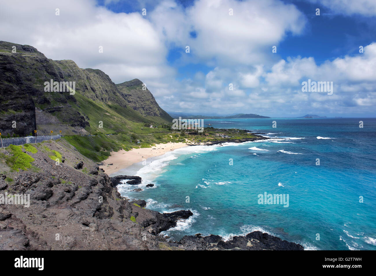 Blue Oahu, Hawaii with lots of room for your type. Stock Photo