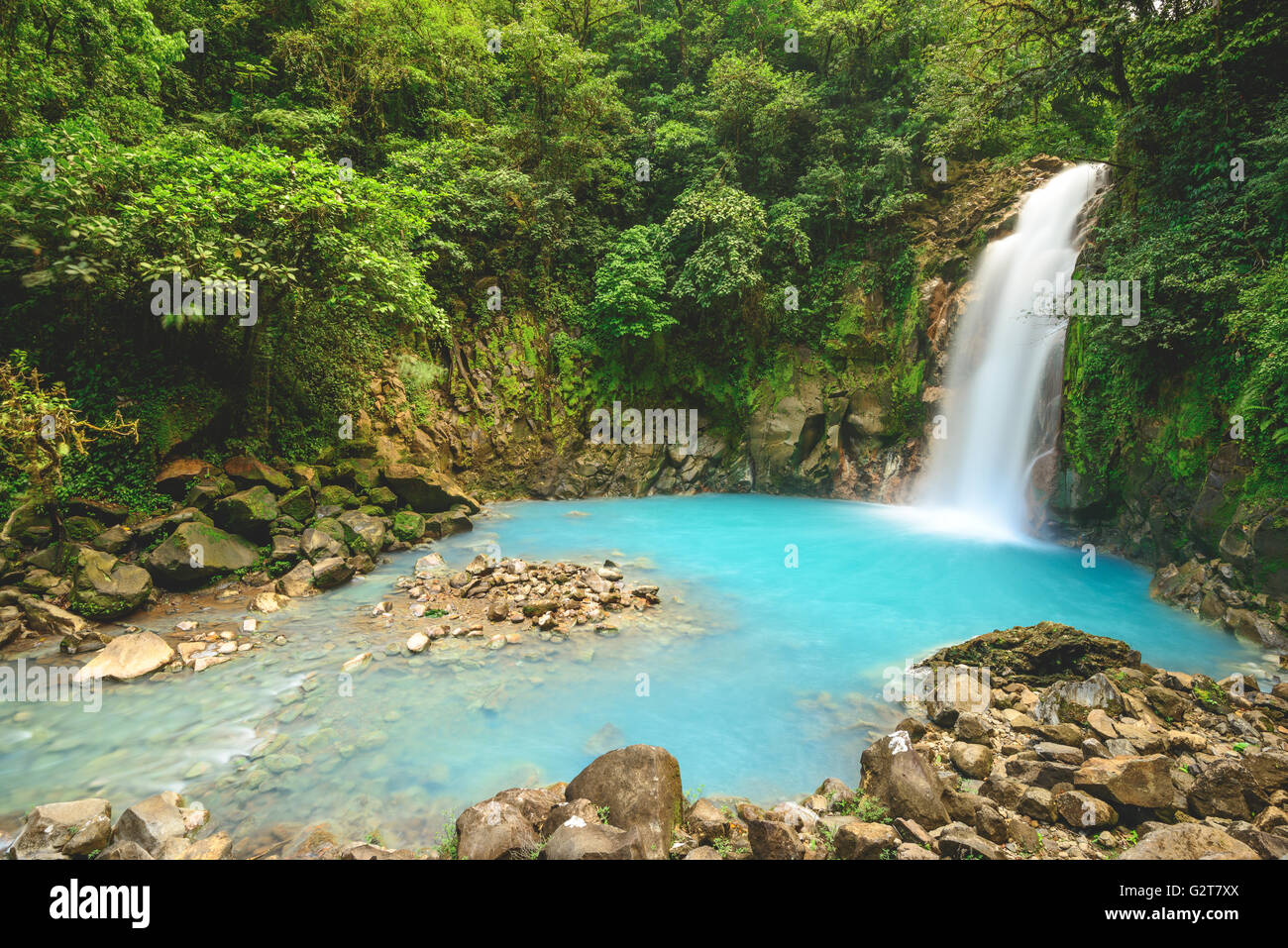 The Rio Celeste waterfall in Costa Rica Stock Photo