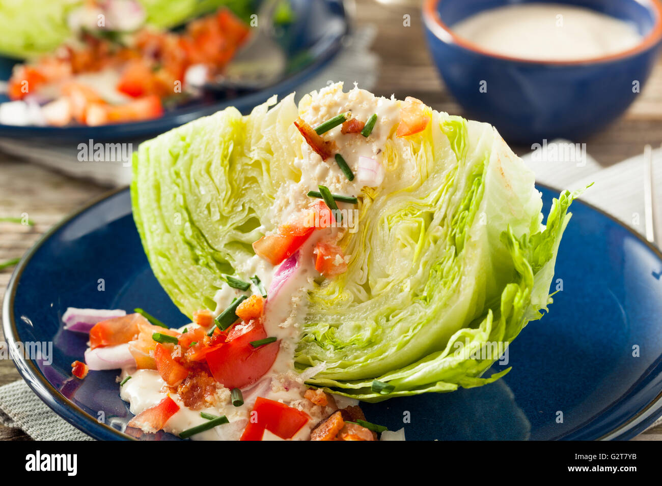 Healthy Green Wedge Salad with Blue Cheese Dressing Stock Photo Alamy