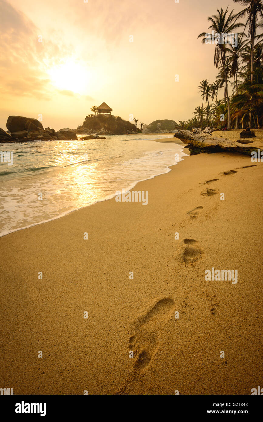 Sunrise at Cabo San Juan in Tayrona National Park Stock Photo