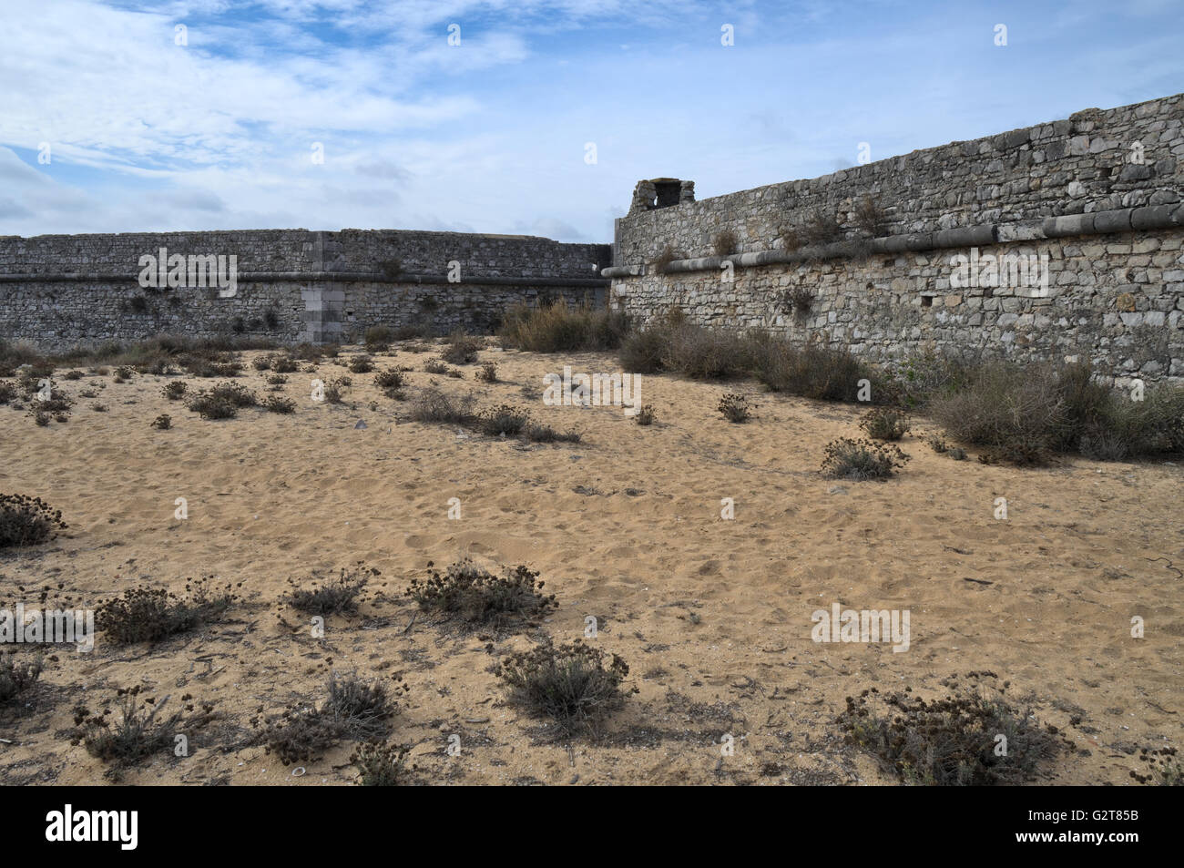View of the historical ruins of Forte do Rato in Tavira. Travel and vacation destinations. Stock Photo