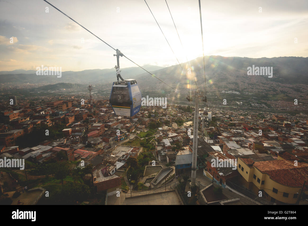 The Barrios and slums surrounding Medellin's cable car Stock Photo