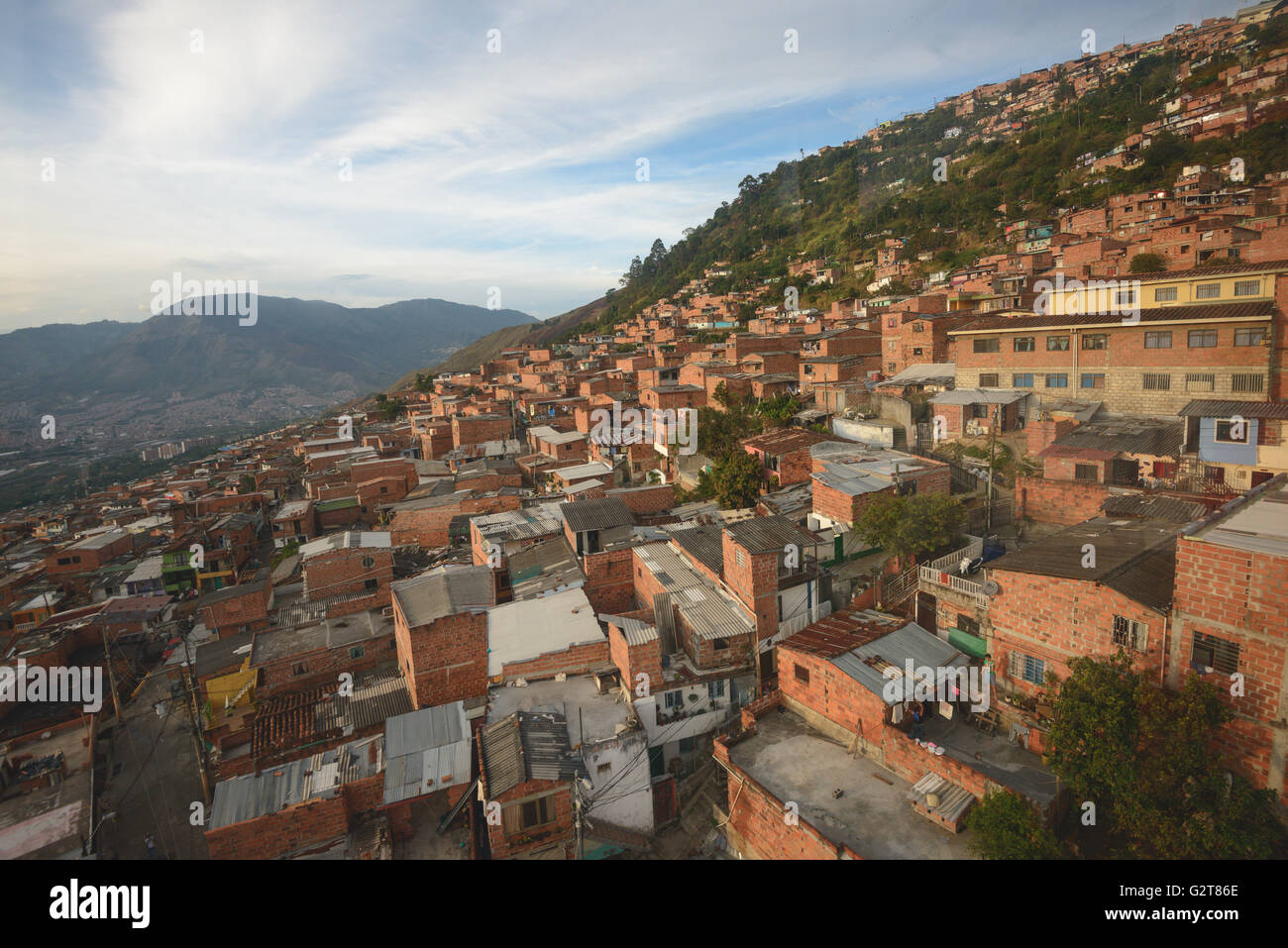 The Barrios and slums surrounding Medellin's cable car Stock Photo