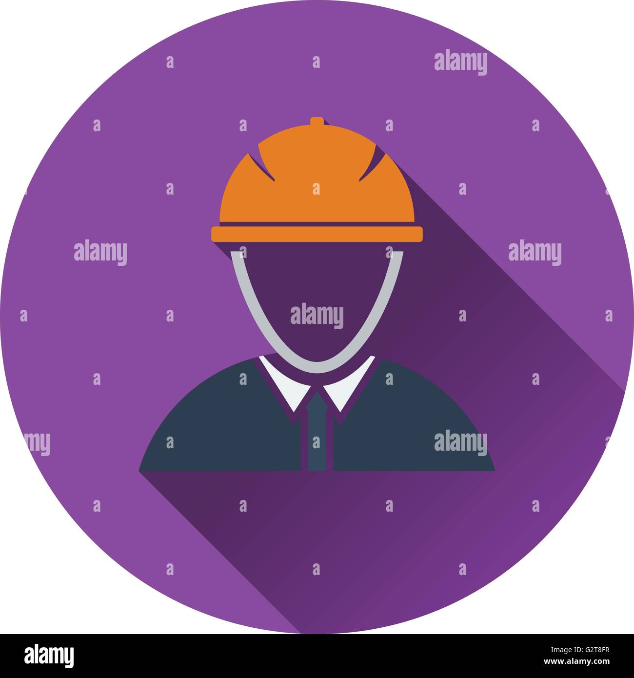 Icon of construction worker head in helmet. Flat design. Vector illustration Stock Vector Image