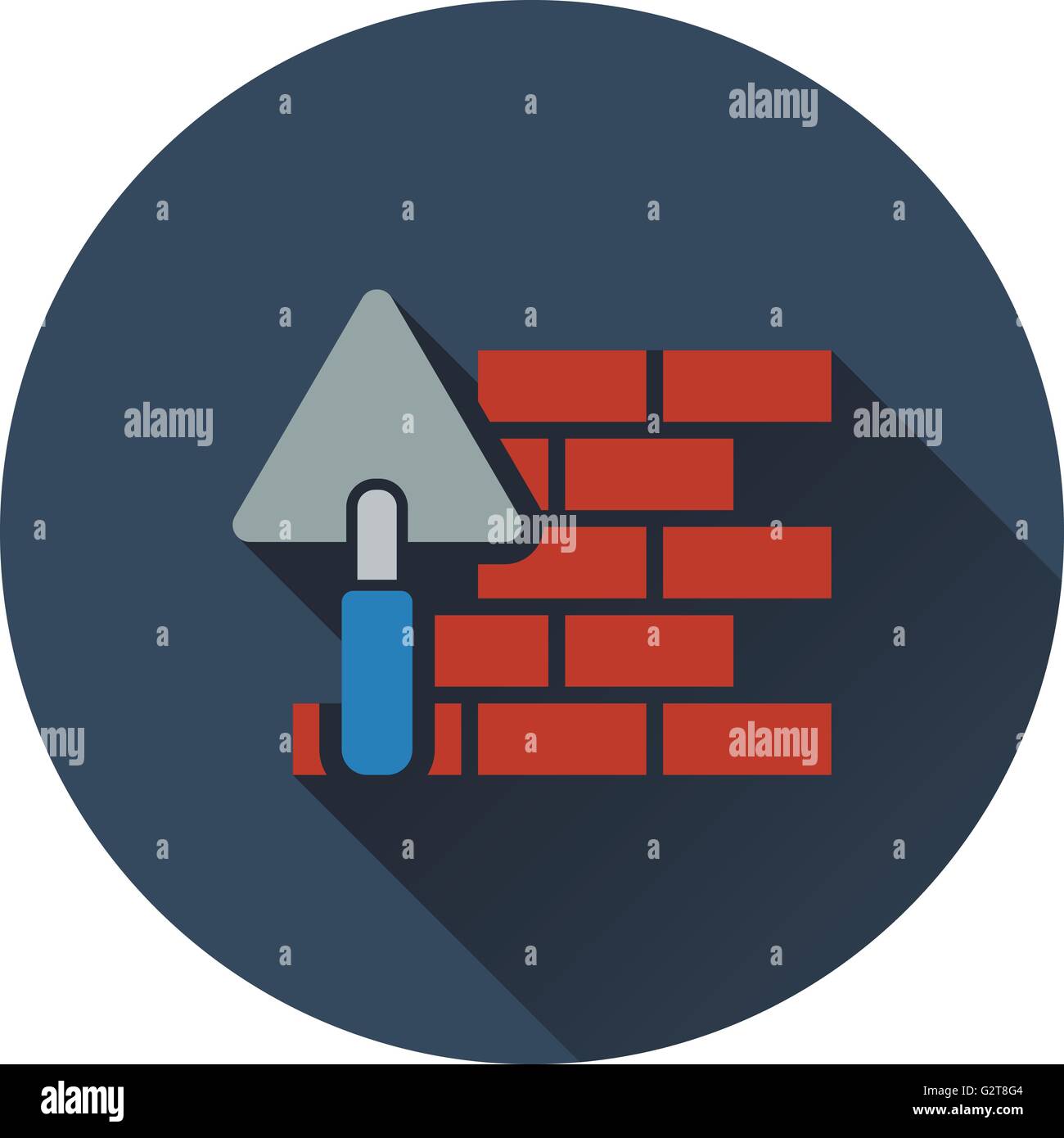 Icon of brick wall with trowel. Flat design. Vector illustration Stock ...
