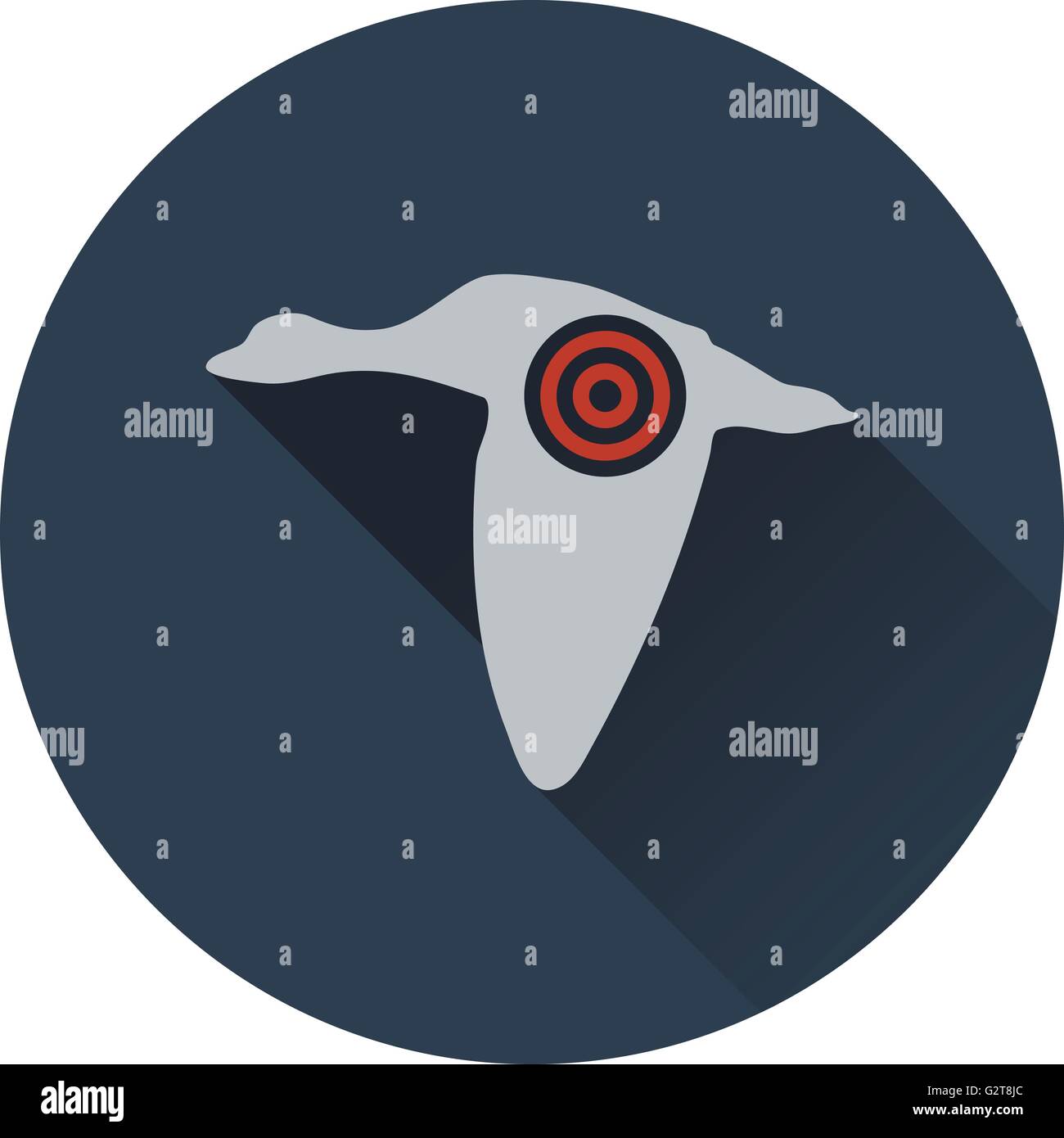 Icon of flying duck silhouette with target . Flat design. Vector ...