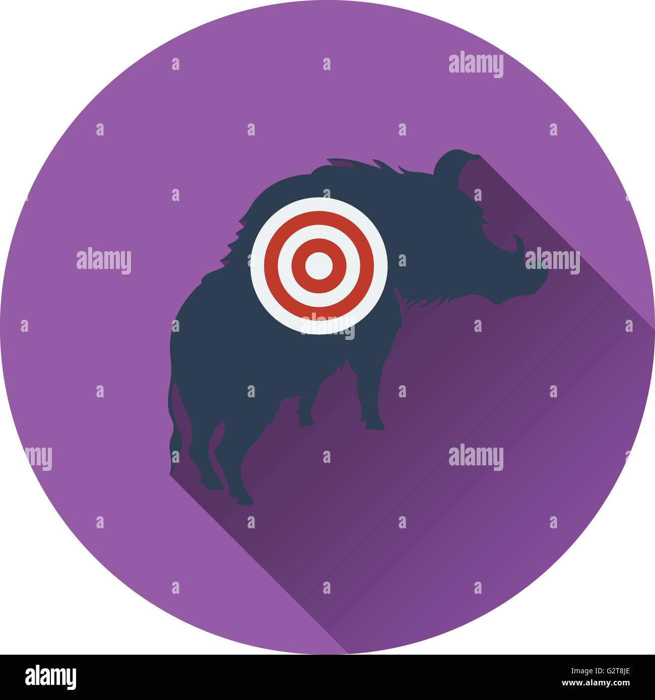 Icon of boar silhouette with target . Flat design. Vector illustration