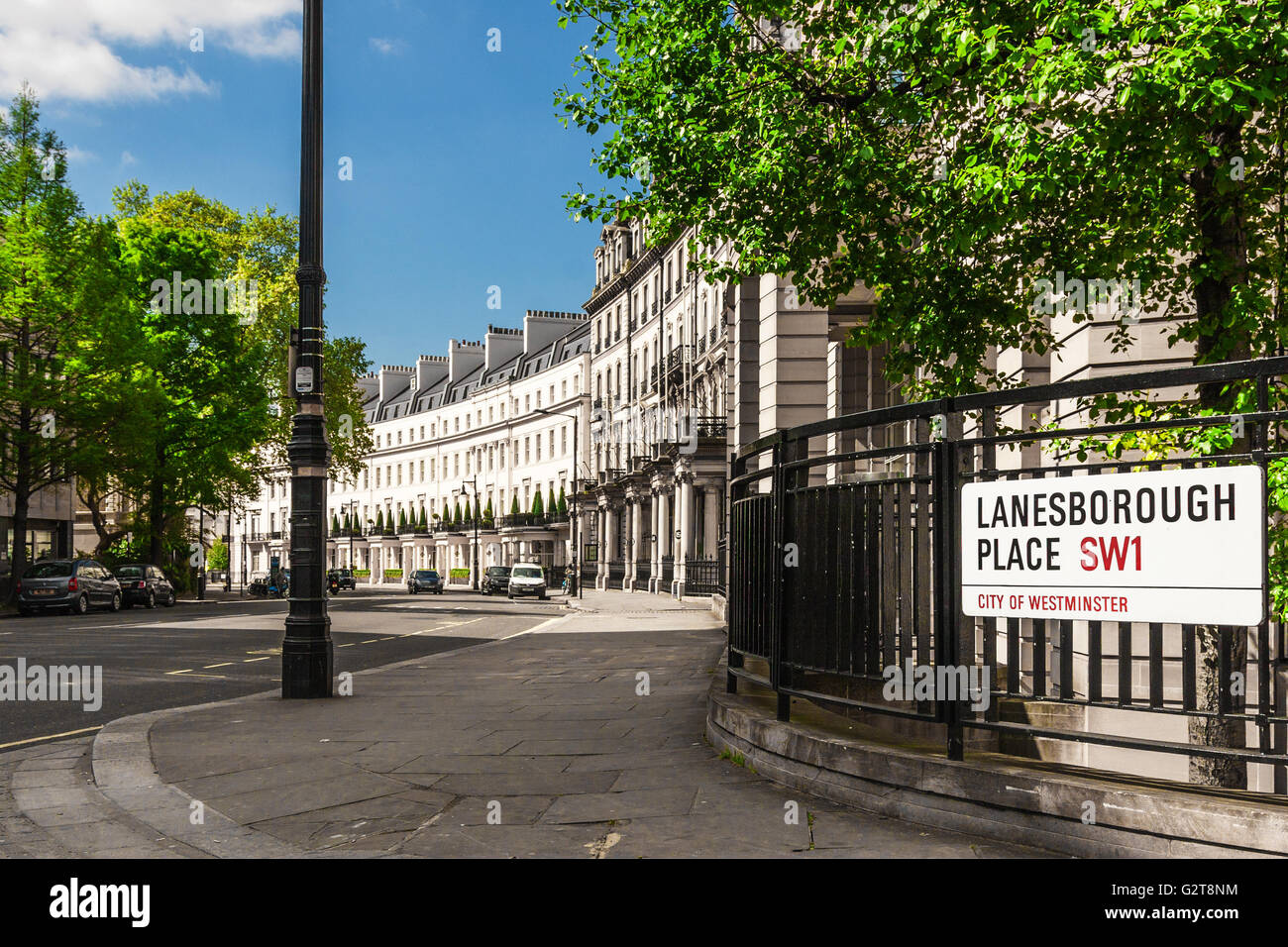 Traditional town houses at Belgravia district in London, England Stock Photo