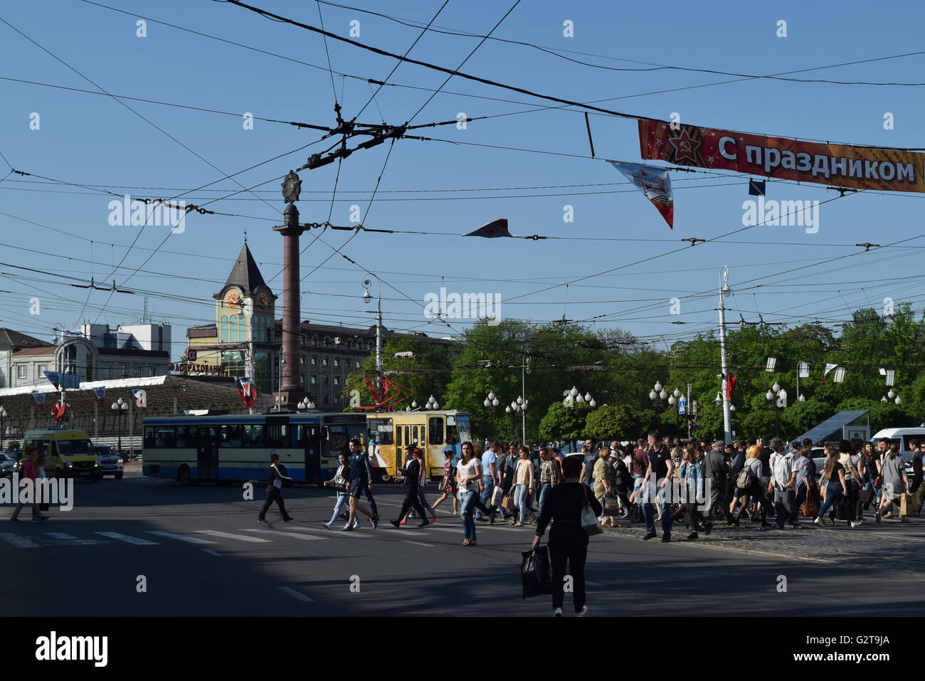 Tram view of Kaliningrad: modern state of the westernmost tramway in Russia Stock Photo