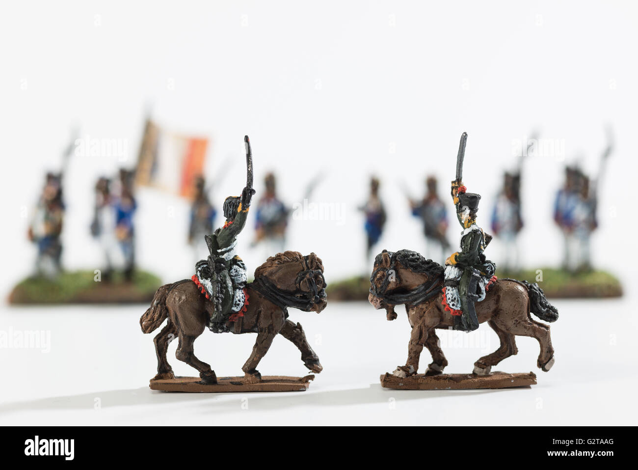 24.10.2014, Hamburg, Hamburg, Germany - Painted tin figures, french soldiers in Napoleon's time, is in the foreground horse riders. 0JL141024D003CAROEX.JPG - NOT for SALE in G E R M A N Y, A U S T R I A, S W I T Z E R L A N D [MODEL RELEASE: NOT APPLICABLE, PROPERTY RELEASE: NO, (c) caro photo agency / Lederbogen, http://www.caro-images.com, info@carofoto.pl - Any use of this picture is subject to royalty!] Stock Photo