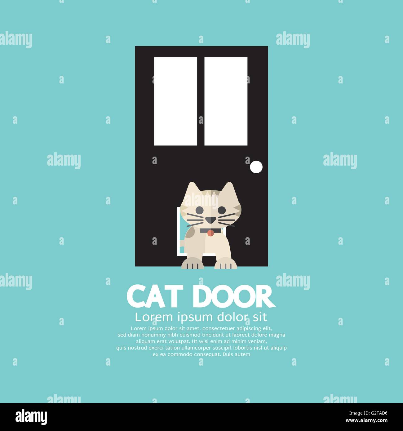 Cat Passing Through The Door For Cat Vector Illustration Stock Vector