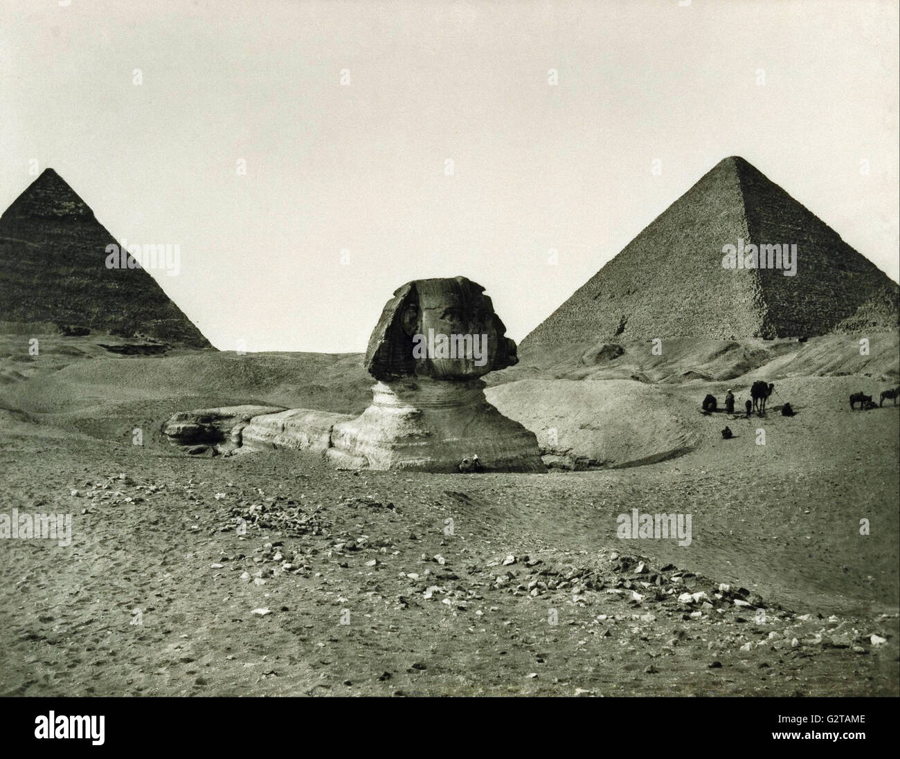 Adolphe Braun - The Sphinx and the Pyramids - Stock Photo