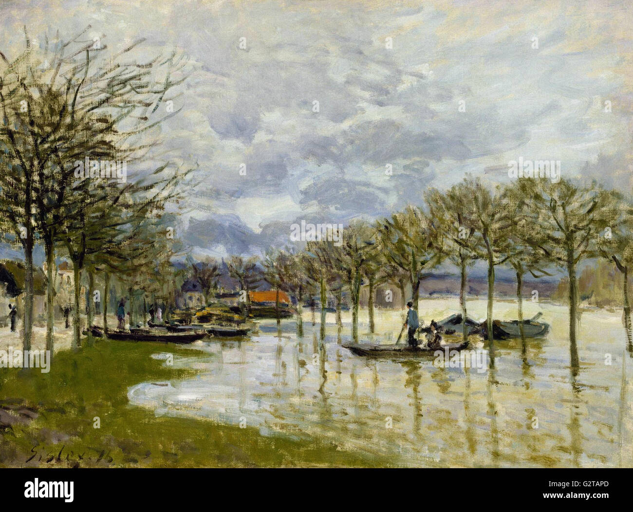 Alfred Sisley - The Flood on the Road to Saint-Germain - Stock Photo