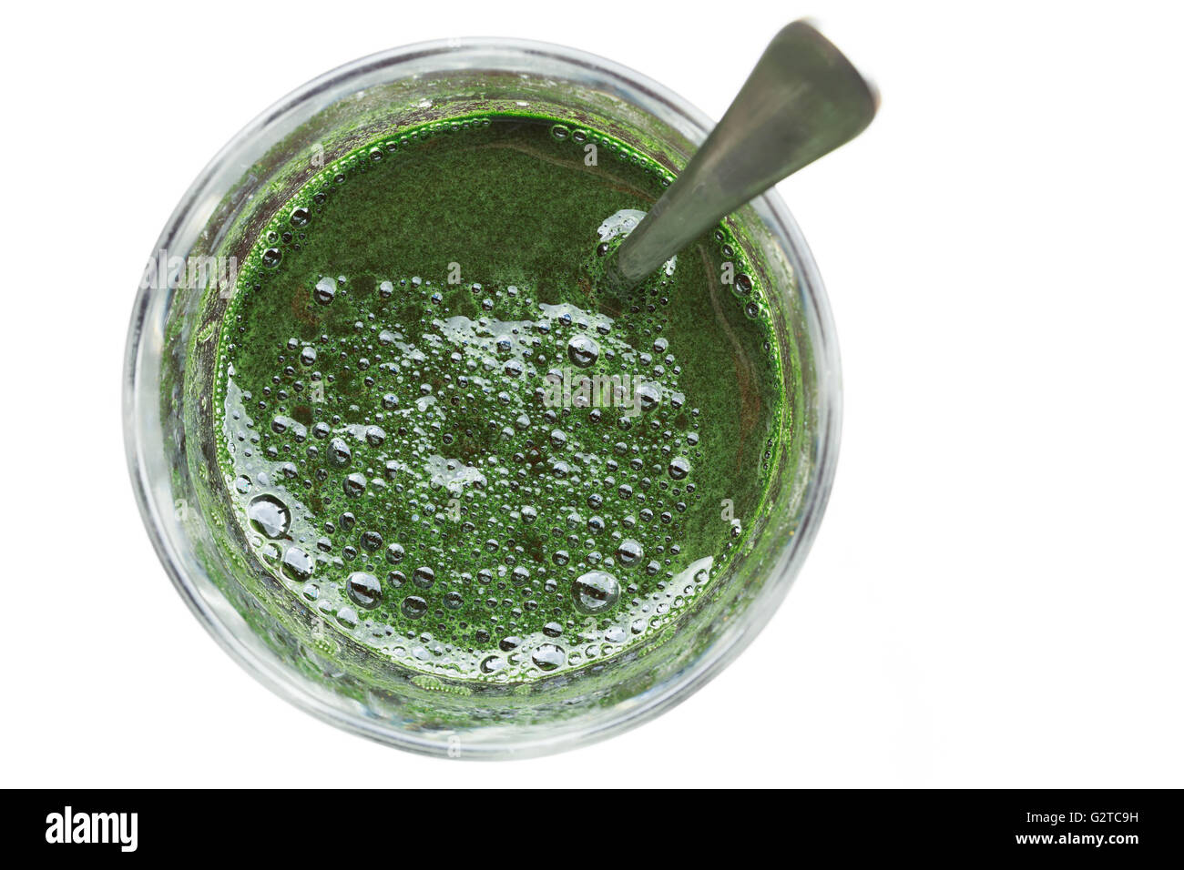 Spirulina algae drink isolated on white Stock Photo