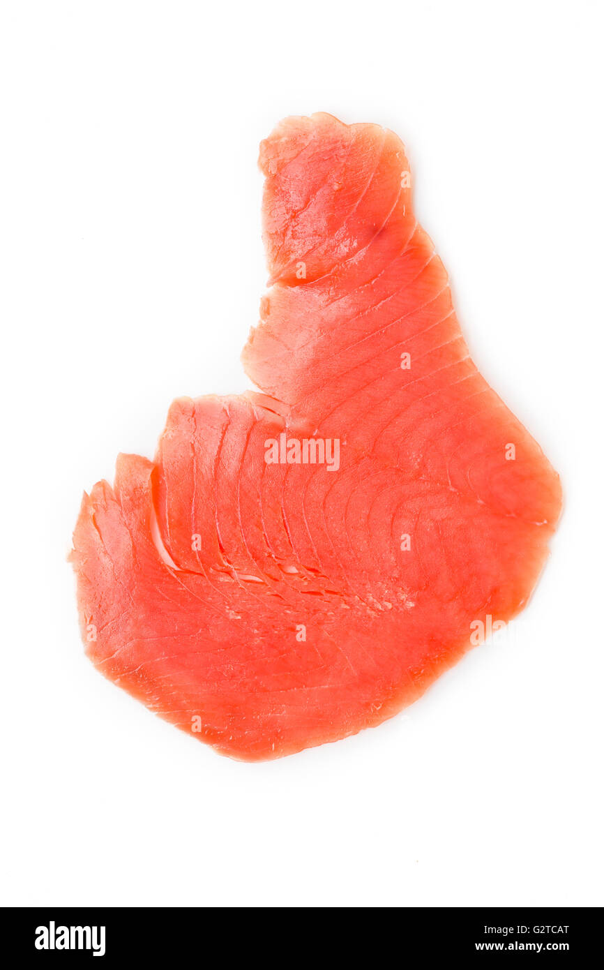 isolated slice of wild smoked salmon Stock Photo