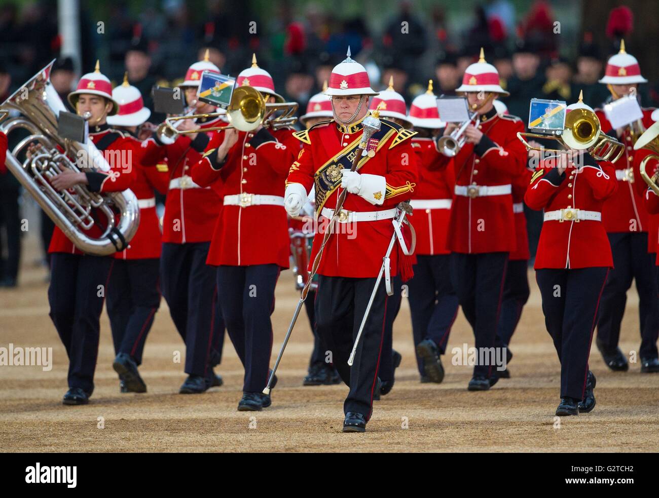 Canadian troops perform during the Rifles' Sounding Retreat on Horse