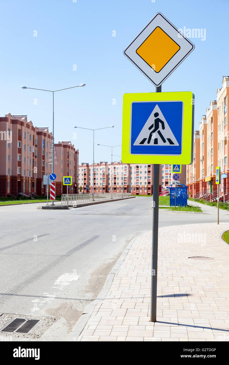 Traffic signs main road pedestrian hi-res stock photography and images -  Alamy