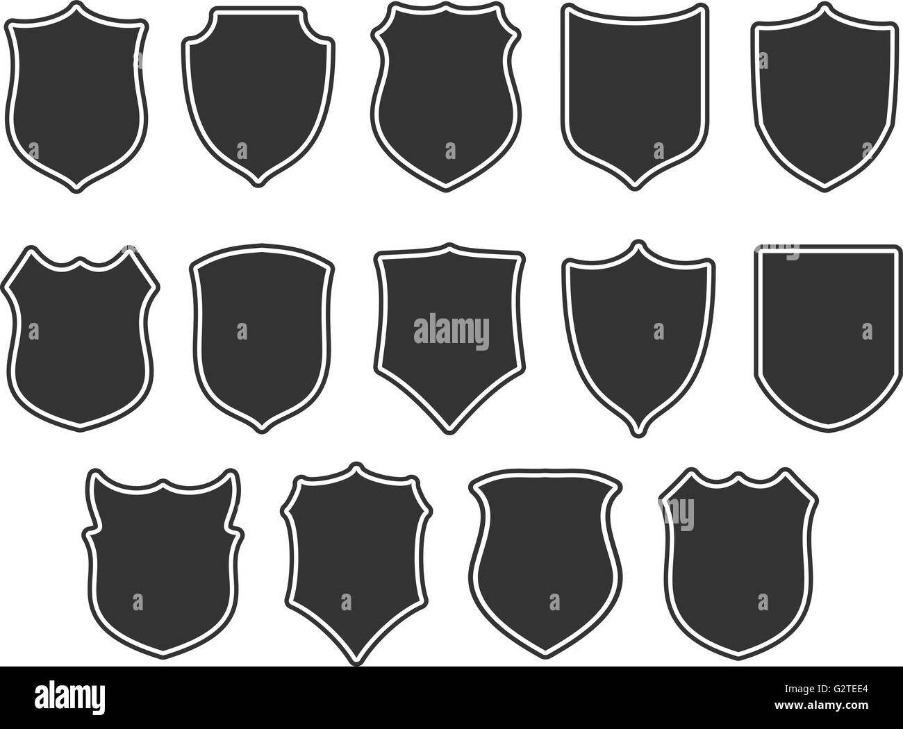 Set of shields isolated on white Stock Vector