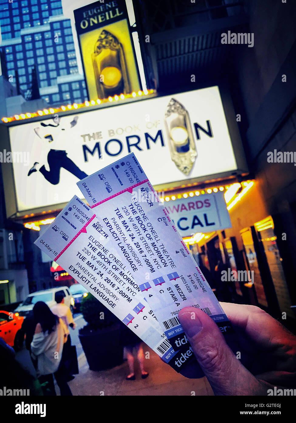 "The Book of Mormon" Broadway Theater Tickets, NYC Stock Photo Alamy