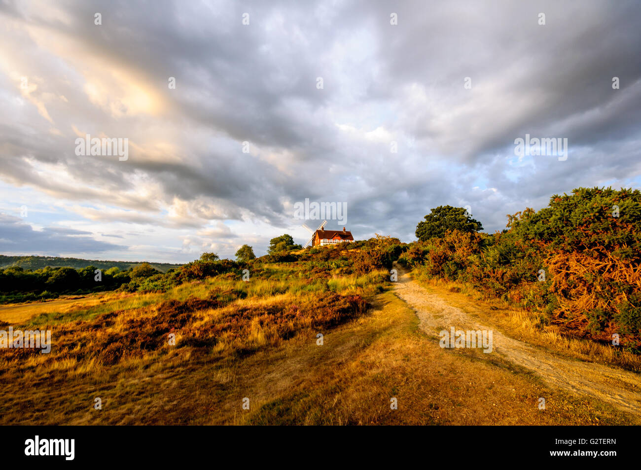 Reigate Heath Golf Course Clubhouse and Windmill, Surrey England United Kingdom Stock Photo