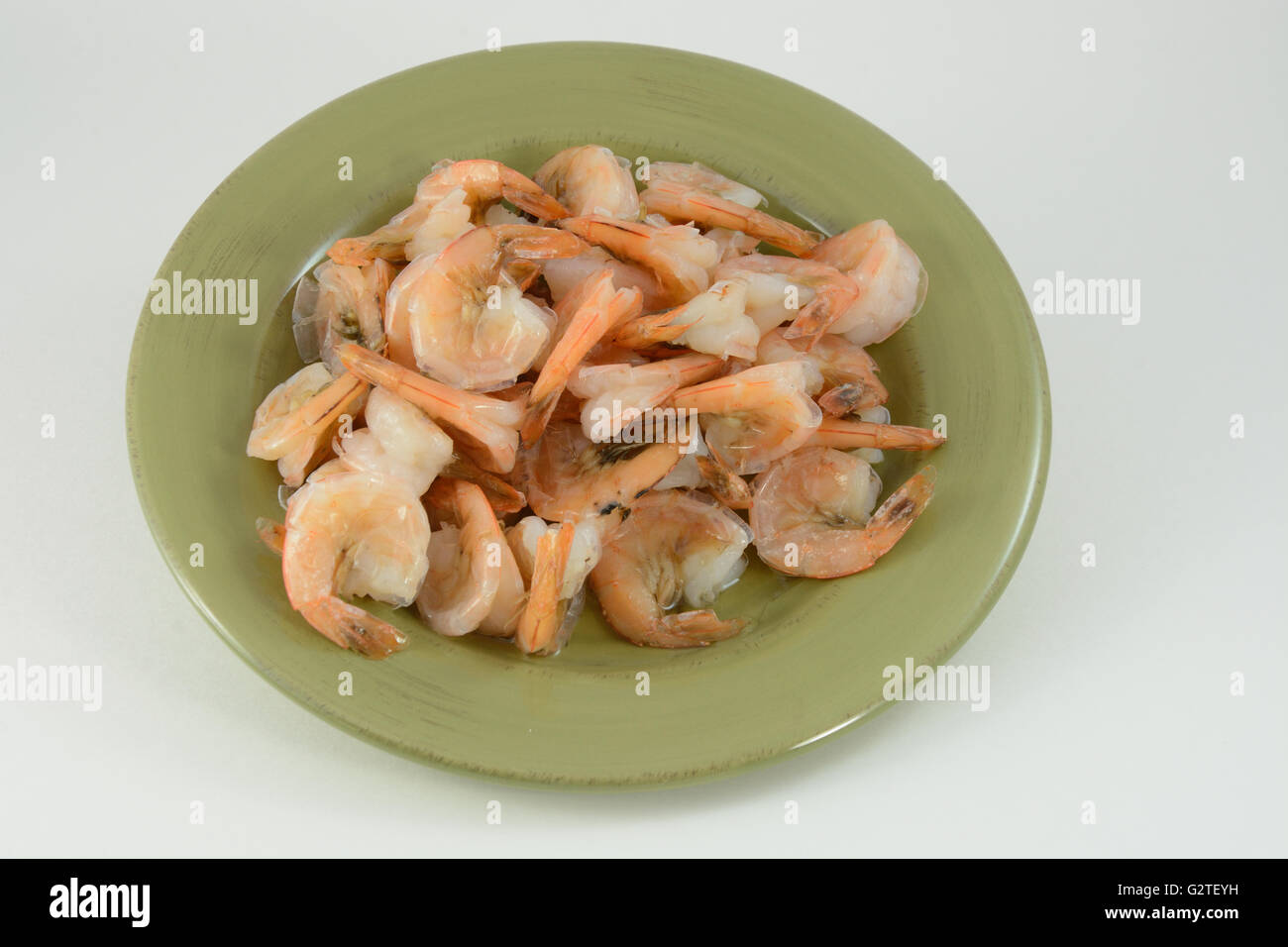Cooked shrimp on plate Stock Photo