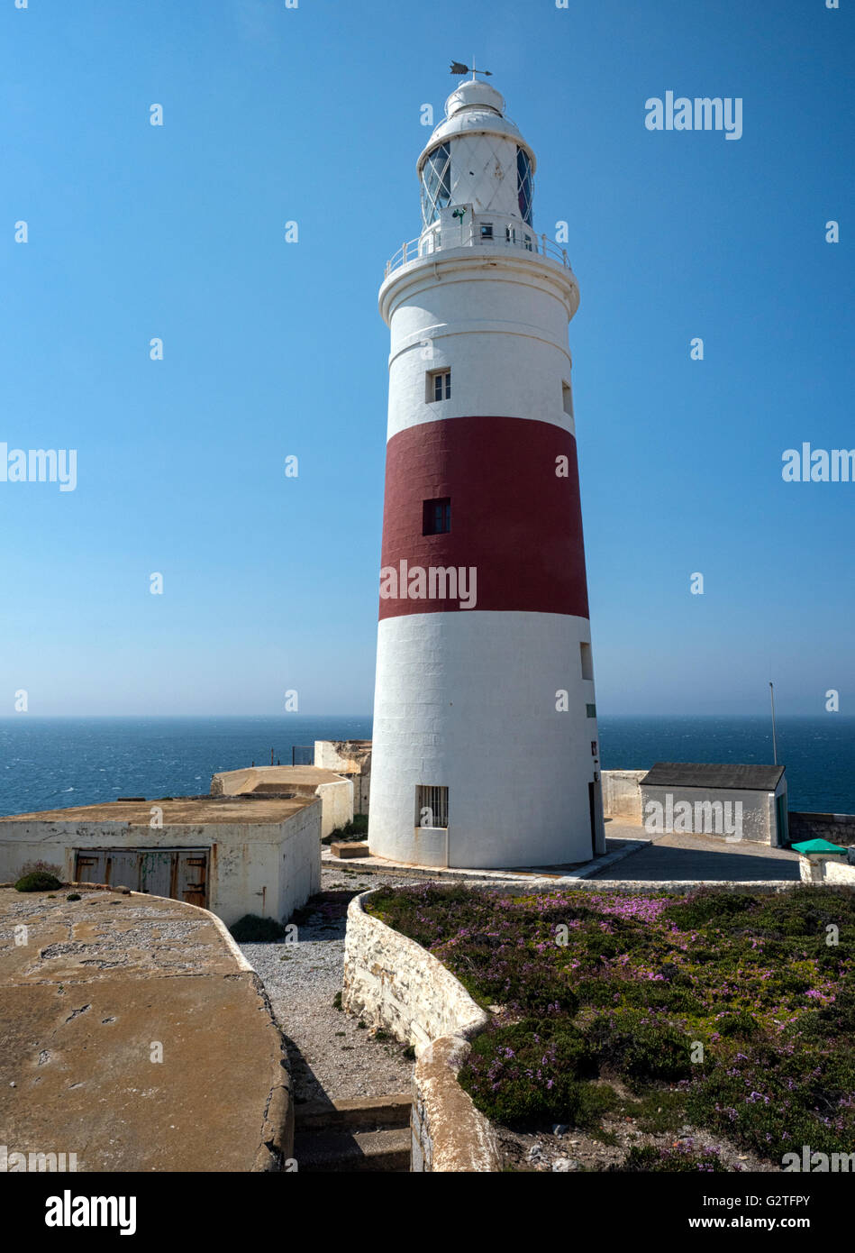 The Europa Point Lighthouse, Gibraltar, built by Governor Sir Alexander Woodford between 1838 and 1841 Stock Photo