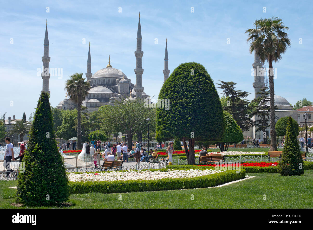 Blue Mosque, Sultan Ahmet Camii in Istanbul. The Sultanahmet square is ...