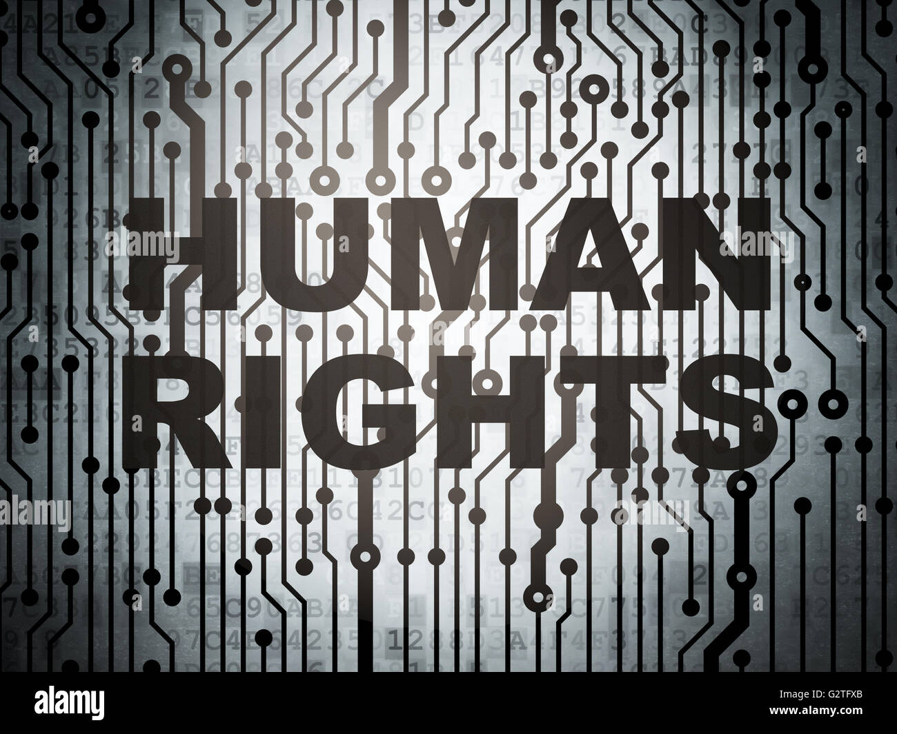 Politics concept: circuit board with Human Rights Stock Photo - Alamy