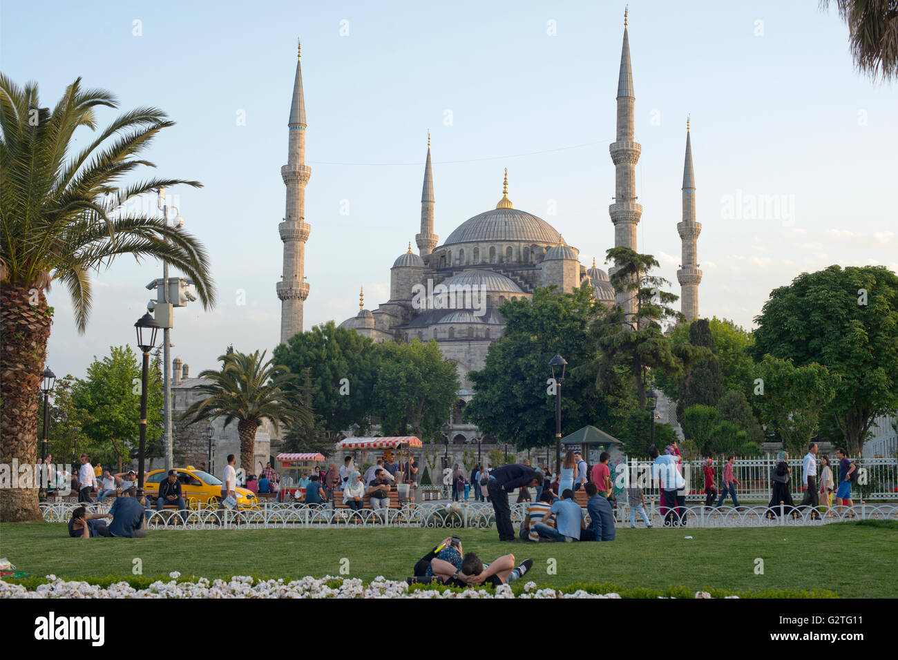Blue Mosque, Sultan Ahmet Camii in Istanbul. The Sultanahmet square is ...